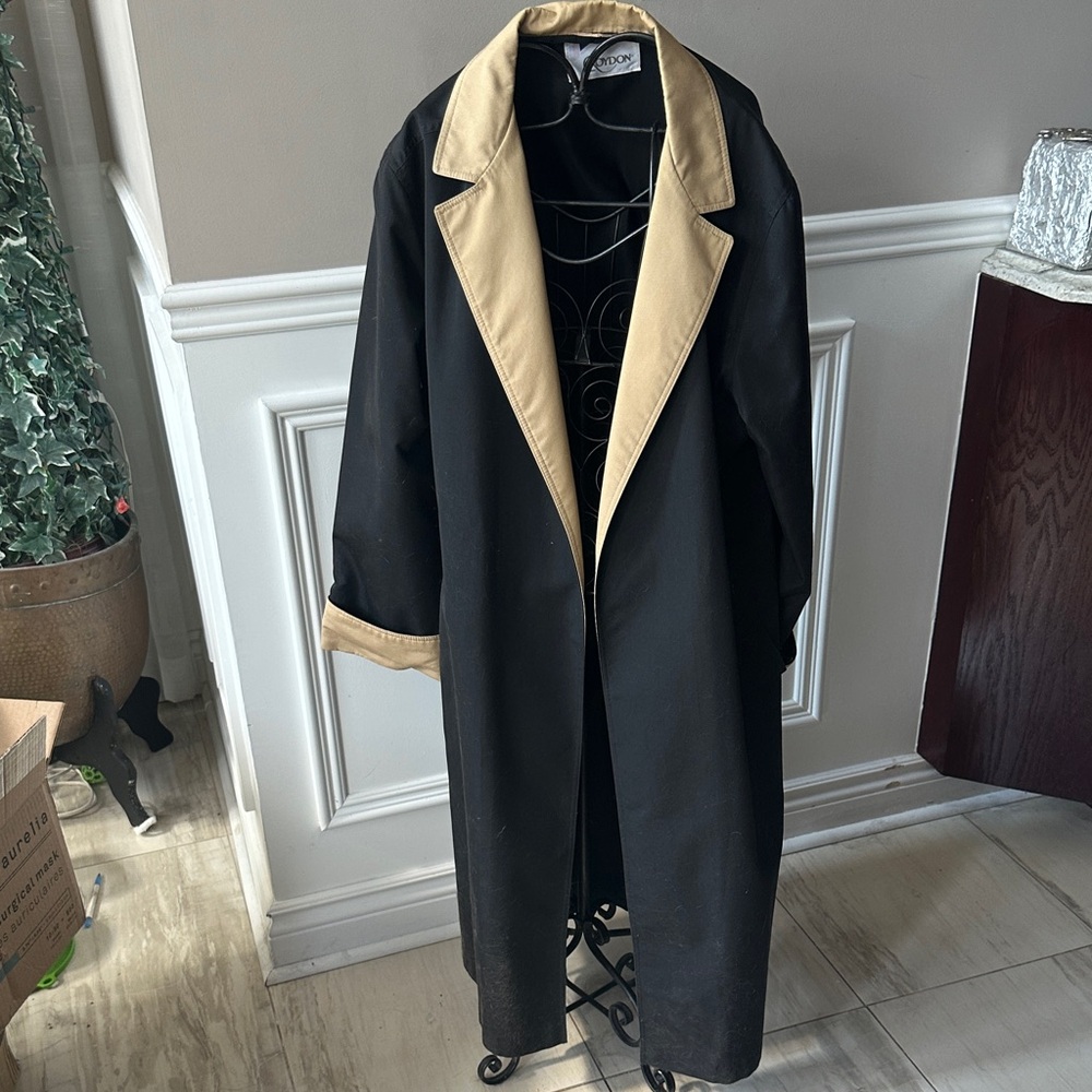 Black and Tan Long  trench Coat